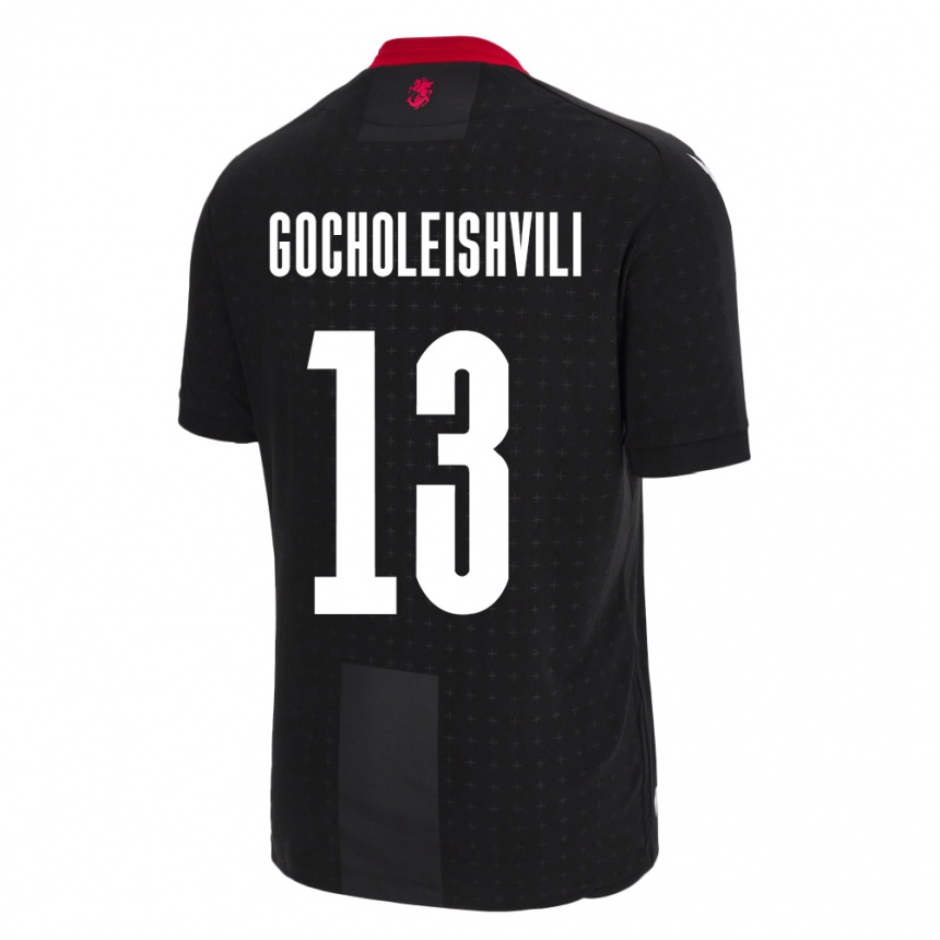 Kinder Fußball Georgien Giorgi Gocholeishvili #13 Schwarz Auswärtstrikot Trikot 24-26 T-Shirt Luxemburg