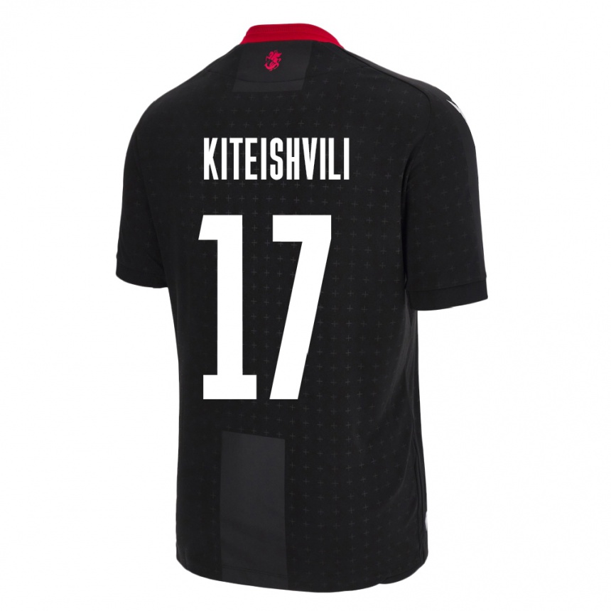 Kinder Fußball Georgien Otar Kiteishvili #17 Schwarz Auswärtstrikot Trikot 24-26 T-Shirt Luxemburg