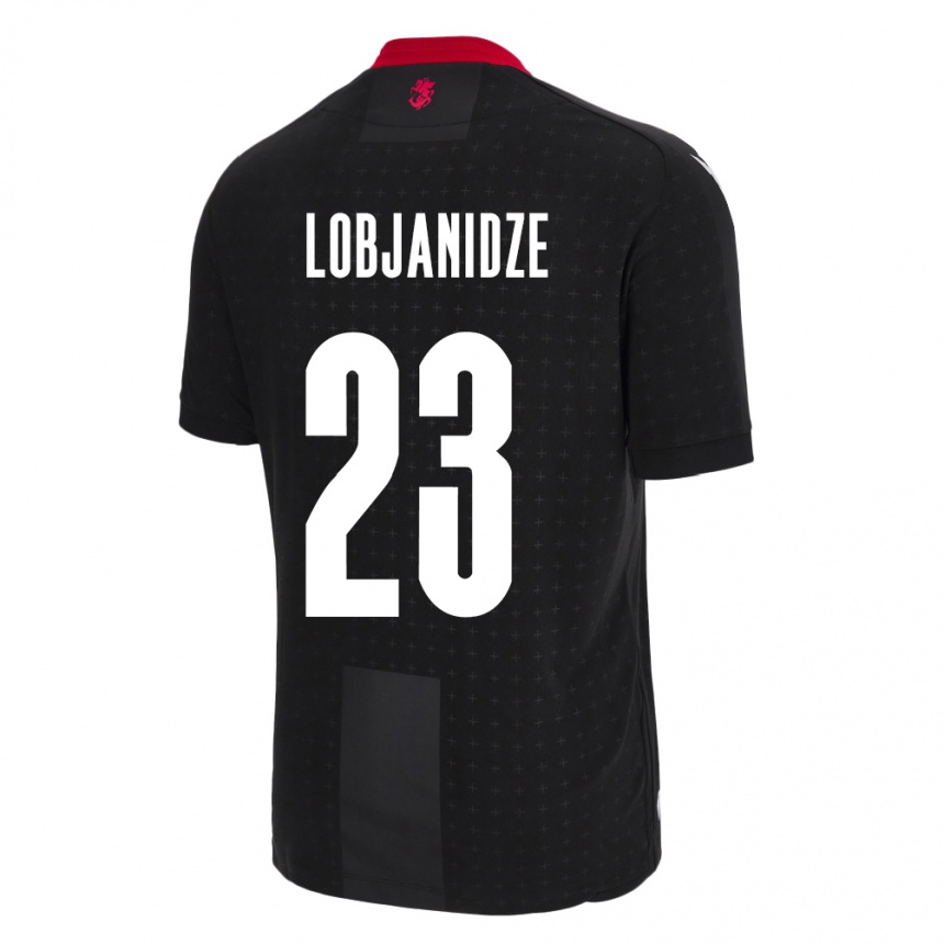 Kinder Fußball Georgien Saba Lobjanidze #23 Schwarz Auswärtstrikot Trikot 24-26 T-Shirt Luxemburg