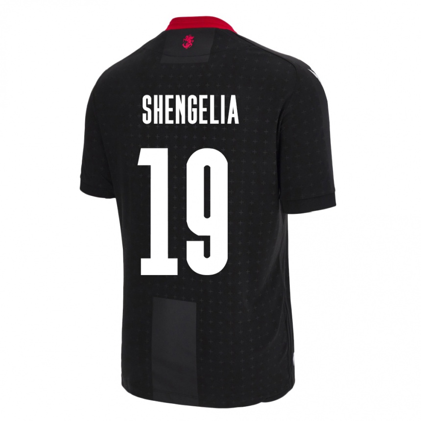 Kinder Fußball Georgien Levan Shengelia #19 Schwarz Auswärtstrikot Trikot 24-26 T-Shirt Luxemburg