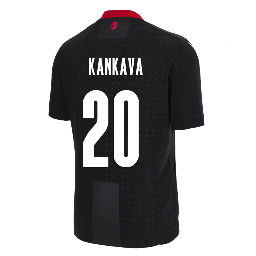 Kinder Fußball Georgien Jaba Kankava #20 Schwarz Auswärtstrikot Trikot 24-26 T-Shirt Luxemburg