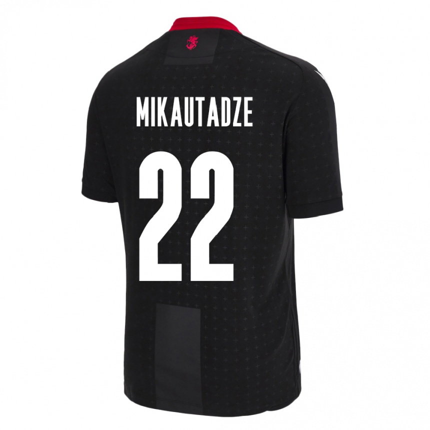 Kinder Fußball Georgien Georges Mikautadze #22 Schwarz Auswärtstrikot Trikot 24-26 T-Shirt Luxemburg