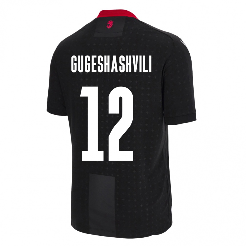 Kinder Fußball Georgien Luka Gugeshashvili #12 Schwarz Auswärtstrikot Trikot 24-26 T-Shirt Luxemburg