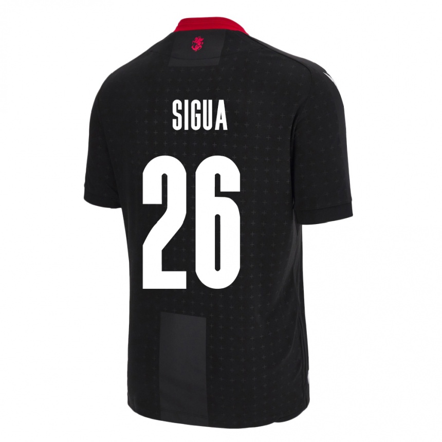 Kinder Fußball Georgien Gabriel Sigua #26 Schwarz Auswärtstrikot Trikot 24-26 T-Shirt Luxemburg