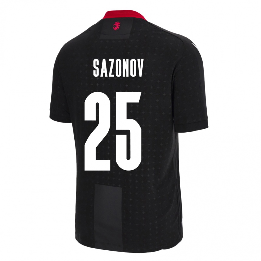 Kinder Fußball Georgien Saba Sazonov #25 Schwarz Auswärtstrikot Trikot 24-26 T-Shirt Luxemburg