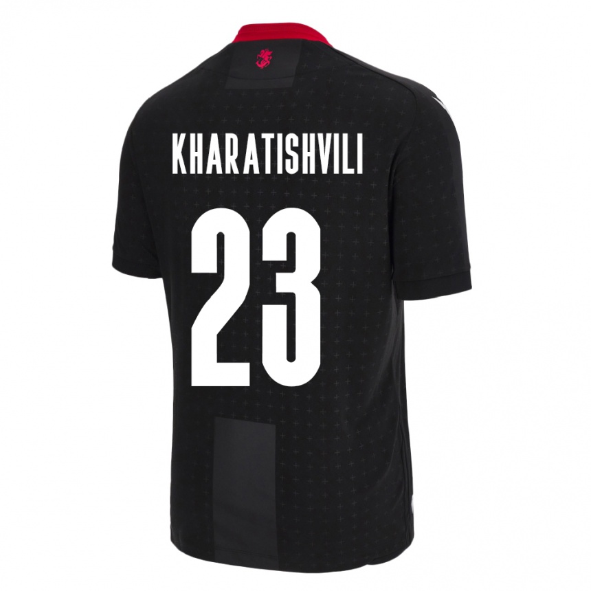 Kinder Fußball Georgien Luka Kharatishvili #23 Schwarz Auswärtstrikot Trikot 24-26 T-Shirt Luxemburg