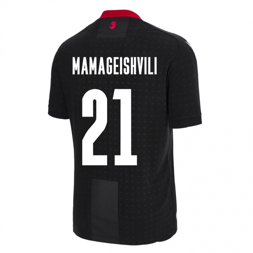 Kinder Fußball Georgien Otar Mamageishvili #21 Schwarz Auswärtstrikot Trikot 24-26 T-Shirt Luxemburg