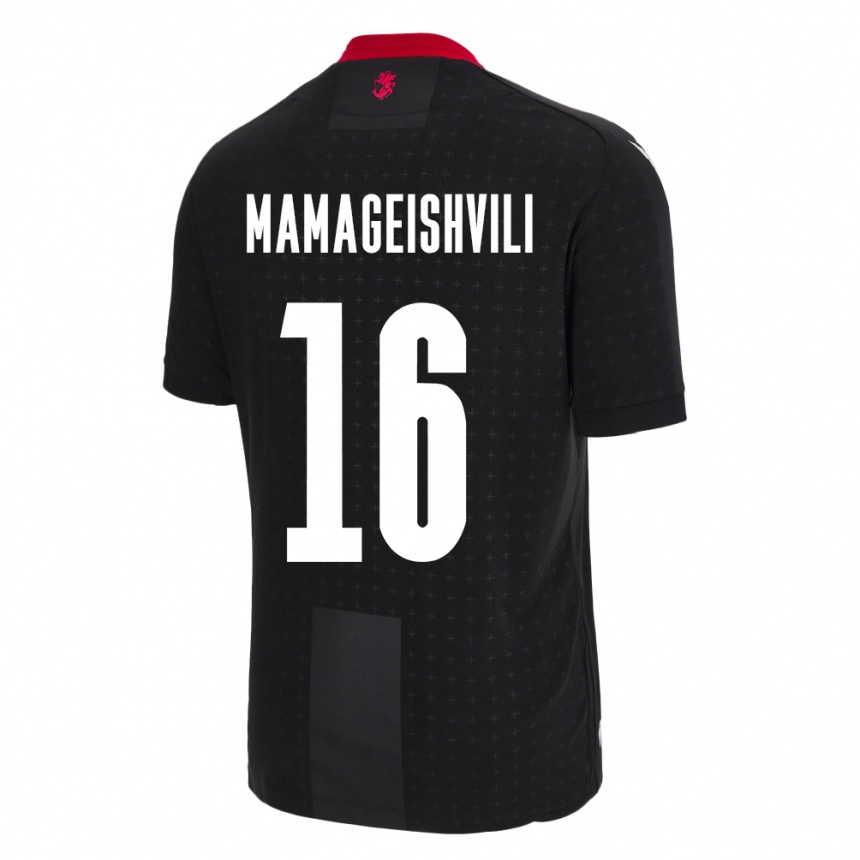 Kinder Fußball Georgien Gizo Mamageishvili #16 Schwarz Auswärtstrikot Trikot 24-26 T-Shirt Luxemburg