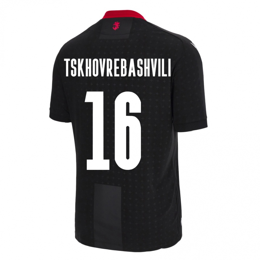 Kinder Fußball Georgien Nikoloz Tskhovrebashvili #16 Schwarz Auswärtstrikot Trikot 24-26 T-Shirt Luxemburg