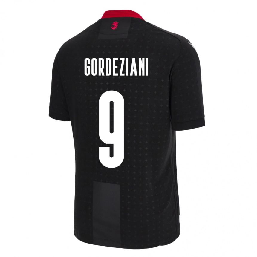 Kinder Fußball Georgien Vasilios Gordeziani #9 Schwarz Auswärtstrikot Trikot 24-26 T-Shirt Luxemburg