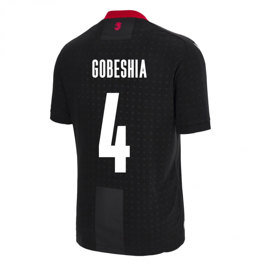 Kinder Fußball Georgien Tengo Gobeshia #4 Schwarz Auswärtstrikot Trikot 24-26 T-Shirt Luxemburg