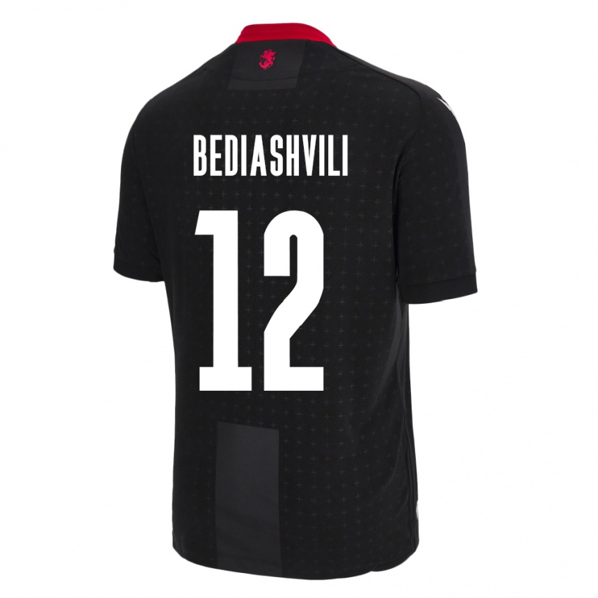 Kinder Fußball Georgien Giorgi Bediashvili #12 Schwarz Auswärtstrikot Trikot 24-26 T-Shirt Luxemburg