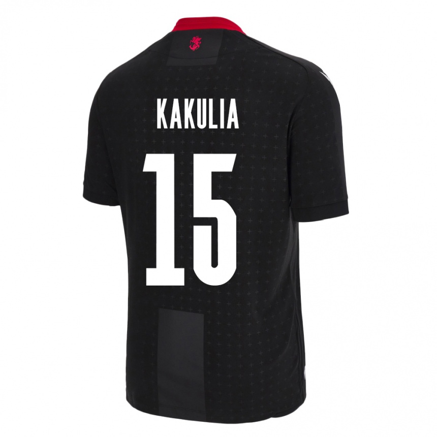 Kinder Fußball Georgien Giorgi Kakulia #15 Schwarz Auswärtstrikot Trikot 24-26 T-Shirt Luxemburg