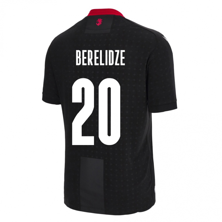 Kinder Fußball Georgien Tsotne Berelidze #20 Schwarz Auswärtstrikot Trikot 24-26 T-Shirt Luxemburg