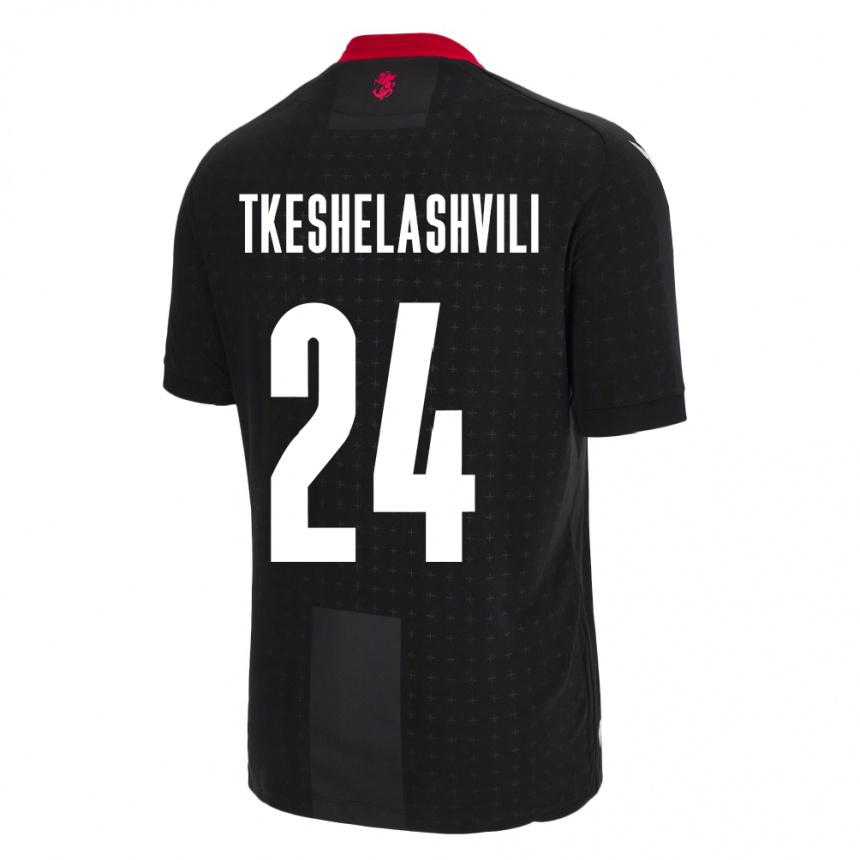 Kinder Fußball Georgien Amiran Tkeshelashvili #24 Schwarz Auswärtstrikot Trikot 24-26 T-Shirt Luxemburg