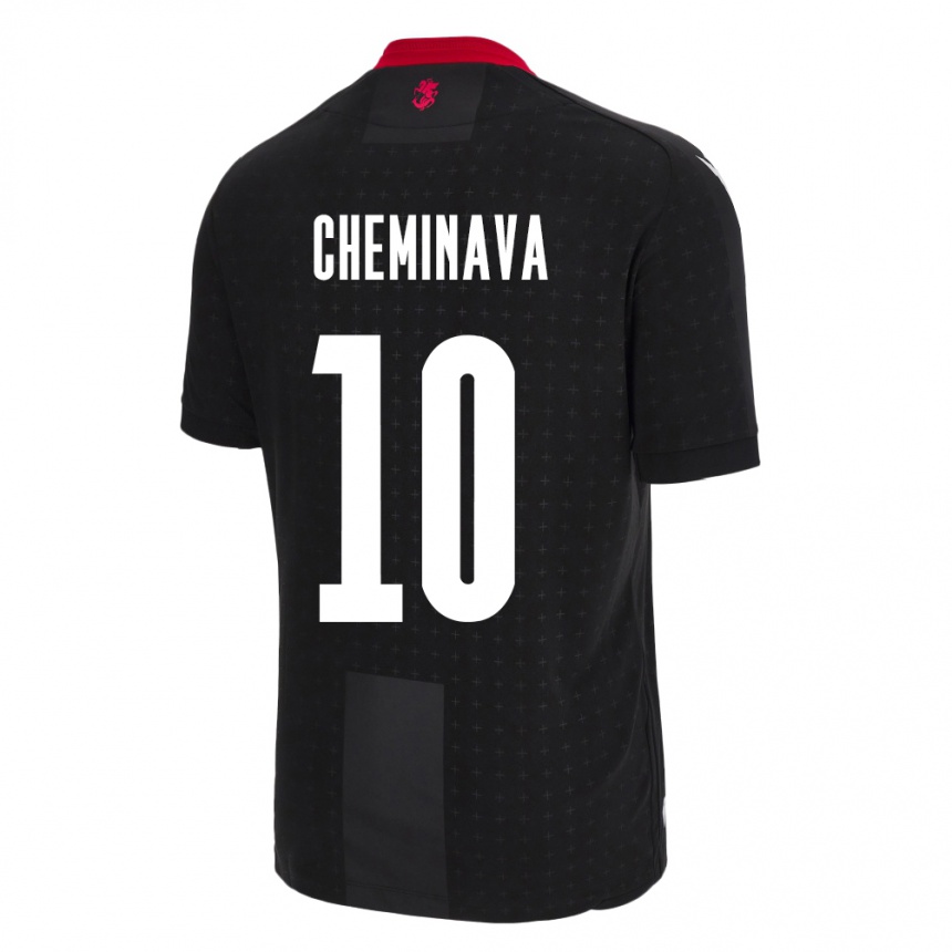 Kinder Fußball Georgien Ana Cheminava #10 Schwarz Auswärtstrikot Trikot 24-26 T-Shirt Luxemburg