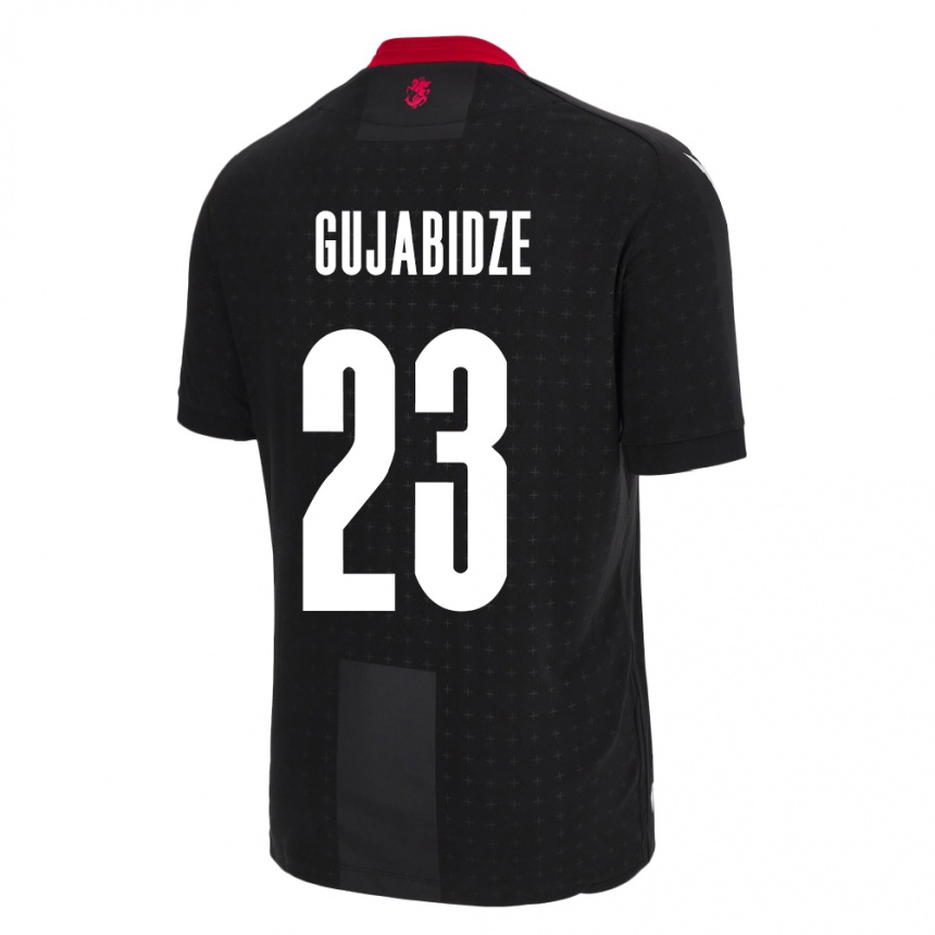 Kinder Fußball Georgien Nino Gujabidze #23 Schwarz Auswärtstrikot Trikot 24-26 T-Shirt Luxemburg