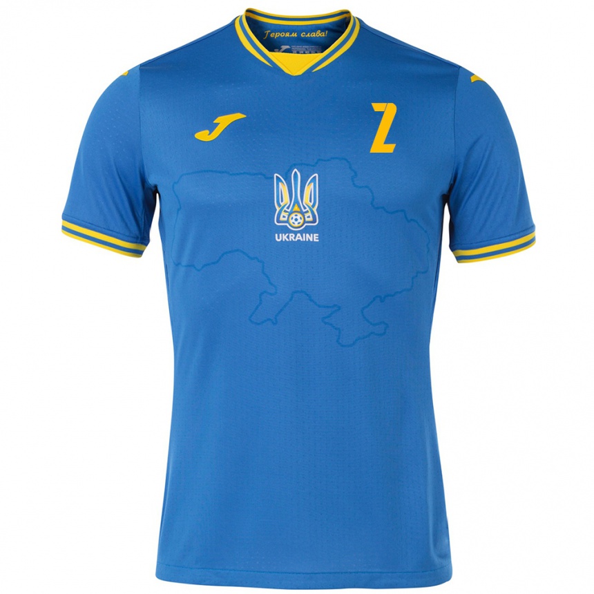 Kinder Fußball Ukraine Anton Drozd #2 Blau Auswärtstrikot Trikot 24-26 T-Shirt Luxemburg