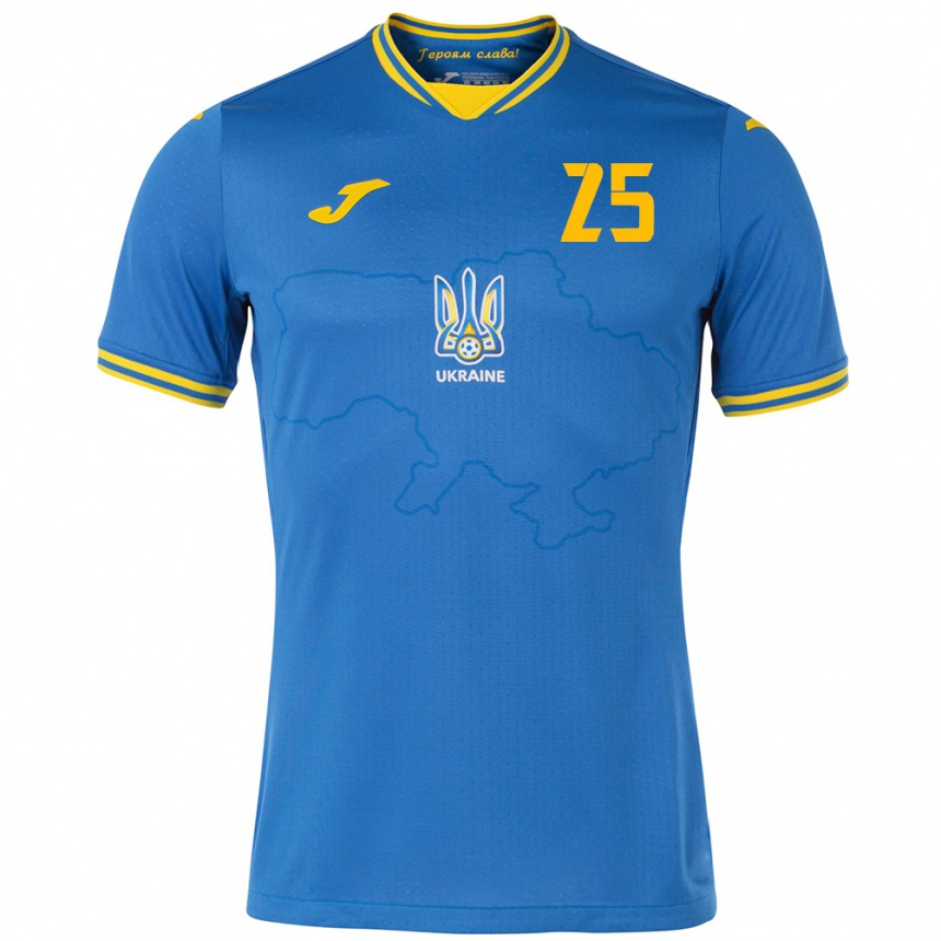 Kinder Fußball Ukraine Vladyslav Vanat #25 Blau Auswärtstrikot Trikot 24-26 T-Shirt Luxemburg