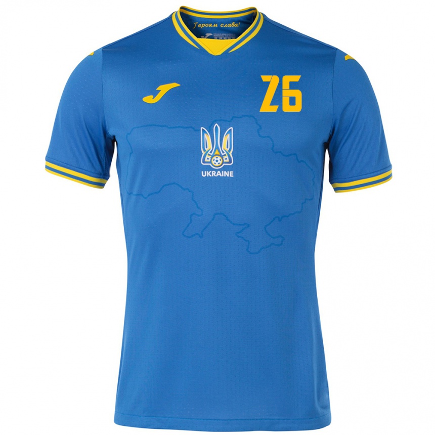 Kinder Fußball Ukraine Bogdan Mykhaylichenko #26 Blau Auswärtstrikot Trikot 24-26 T-Shirt Luxemburg