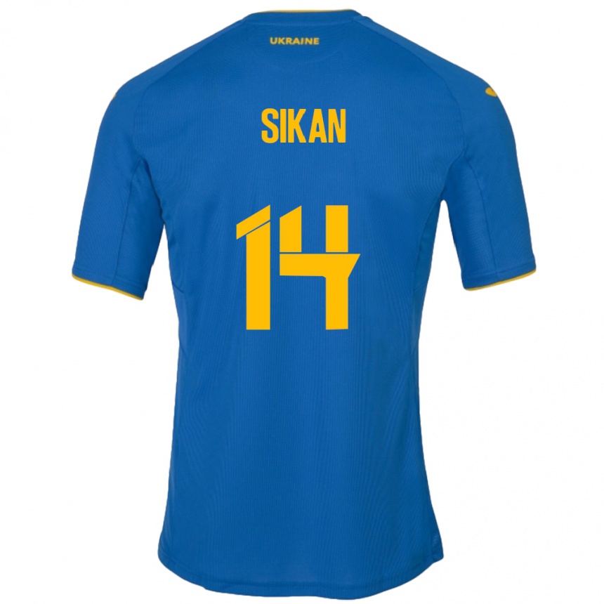 Kinder Fußball Ukraine Danylo Sikan #14 Blau Auswärtstrikot Trikot 24-26 T-Shirt Luxemburg