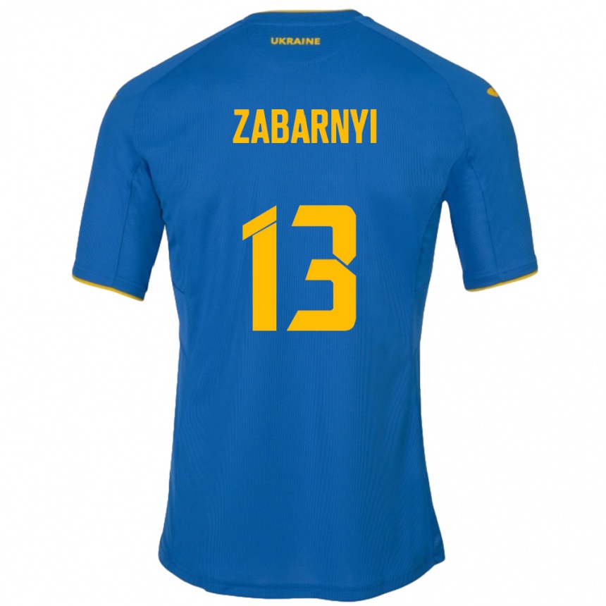 Kinder Fußball Ukraine Ilya Zabarnyi #13 Blau Auswärtstrikot Trikot 24-26 T-Shirt Luxemburg