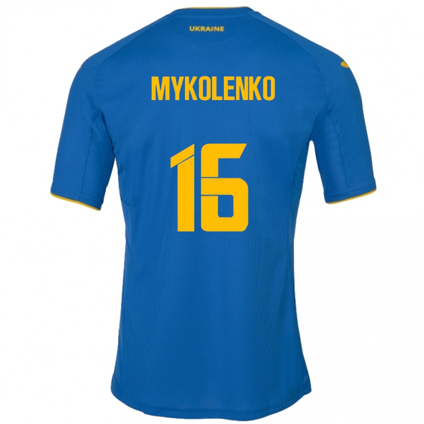 Kinder Fußball Ukraine Vitaliy Mykolenko #16 Blau Auswärtstrikot Trikot 24-26 T-Shirt Luxemburg