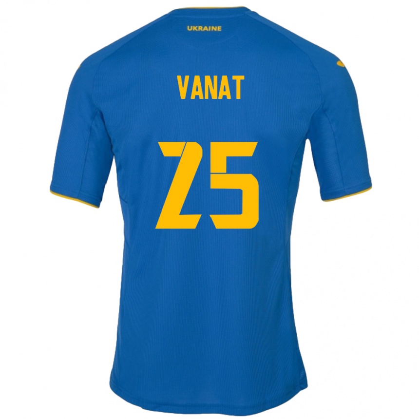 Kinder Fußball Ukraine Vladyslav Vanat #25 Blau Auswärtstrikot Trikot 24-26 T-Shirt Luxemburg