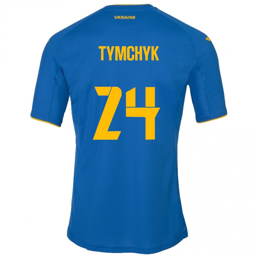 Kinder Fußball Ukraine Oleksandr Tymchyk #24 Blau Auswärtstrikot Trikot 24-26 T-Shirt Luxemburg