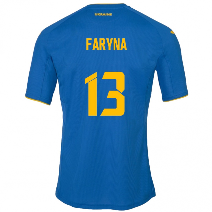 Kinder Fußball Ukraine Maryan Faryna #13 Blau Auswärtstrikot Trikot 24-26 T-Shirt Luxemburg