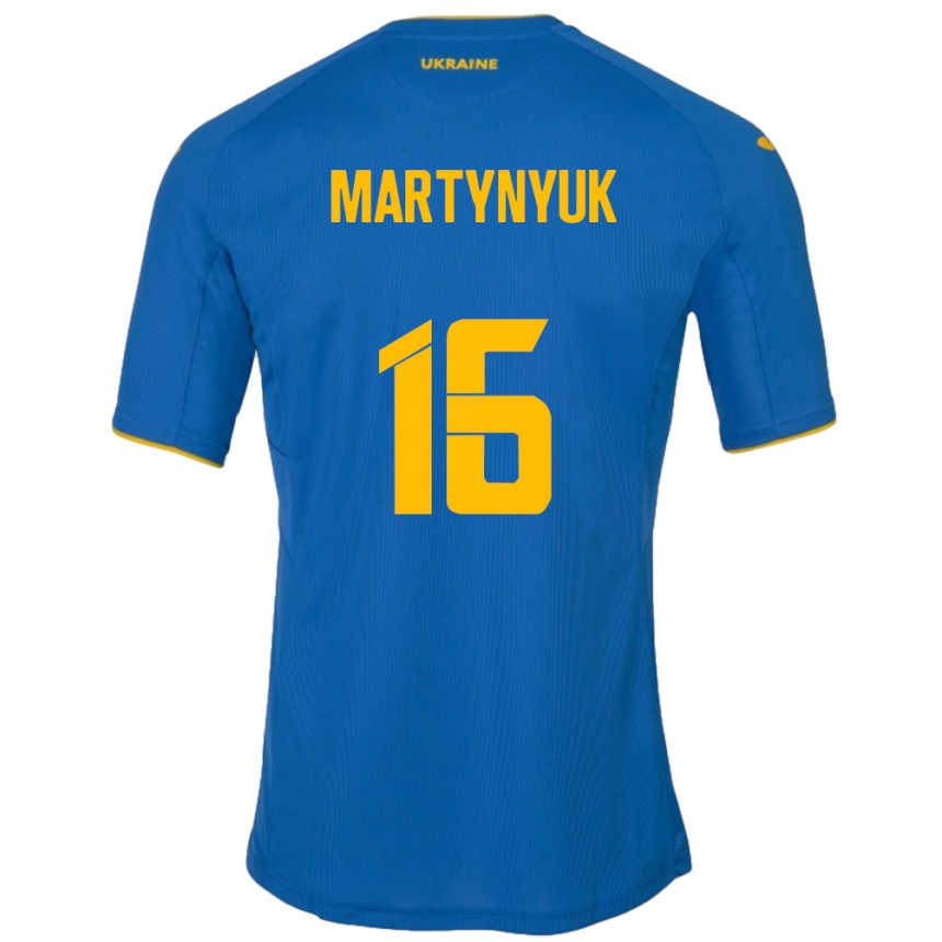 Kinder Fußball Ukraine Oleksandr Martynyuk #16 Blau Auswärtstrikot Trikot 24-26 T-Shirt Luxemburg