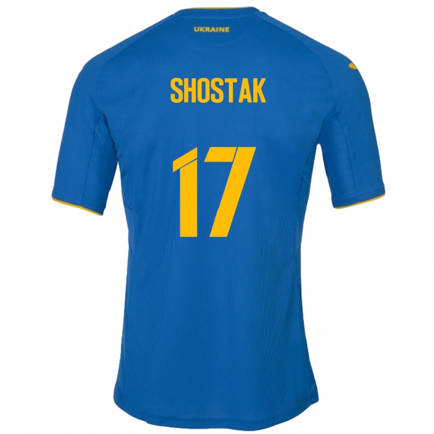 Kinder Fußball Ukraine Denys Shostak #17 Blau Auswärtstrikot Trikot 24-26 T-Shirt Luxemburg