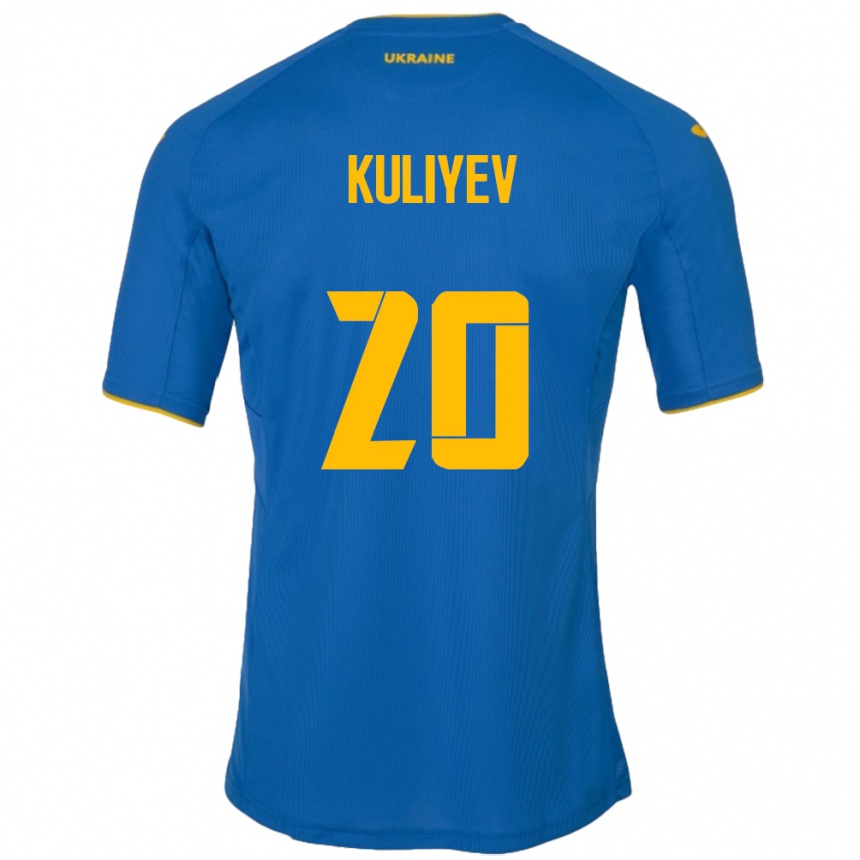 Kinder Fußball Ukraine Eldar Kuliyev #20 Blau Auswärtstrikot Trikot 24-26 T-Shirt Luxemburg