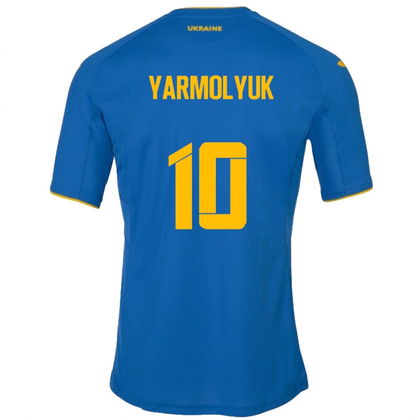 Kinder Fußball Ukraine Yegor Yarmolyuk #10 Blau Auswärtstrikot Trikot 24-26 T-Shirt Luxemburg