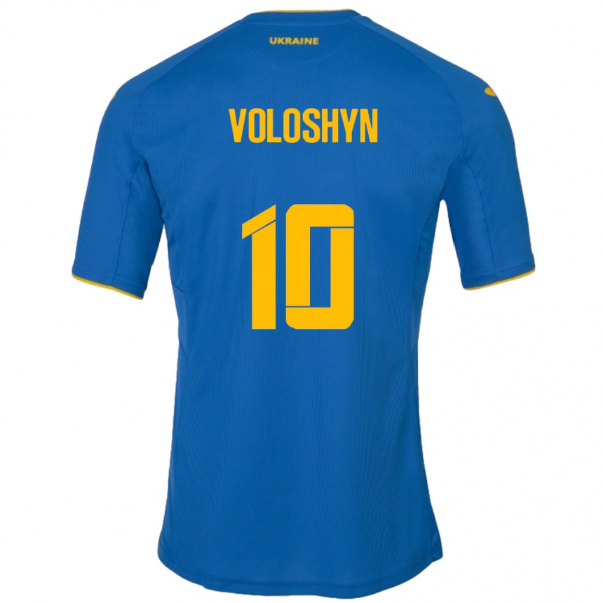 Kinder Fußball Ukraine Nazar Voloshyn #10 Blau Auswärtstrikot Trikot 24-26 T-Shirt Luxemburg