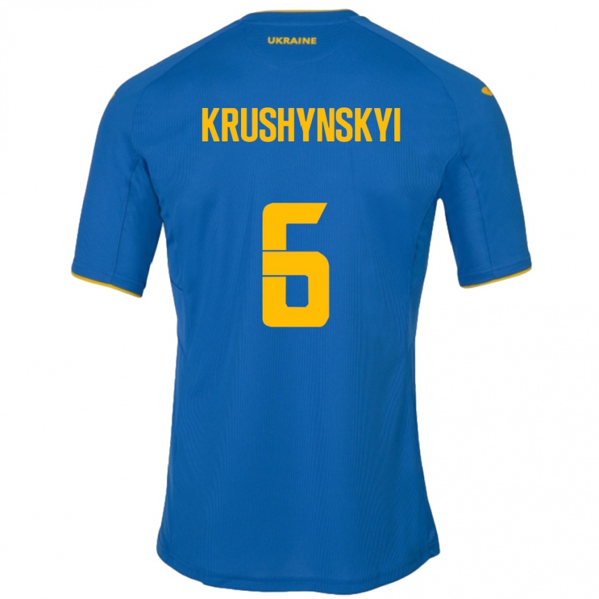 Kinder Fußball Ukraine Borys Krushynskyi #6 Blau Auswärtstrikot Trikot 24-26 T-Shirt Luxemburg