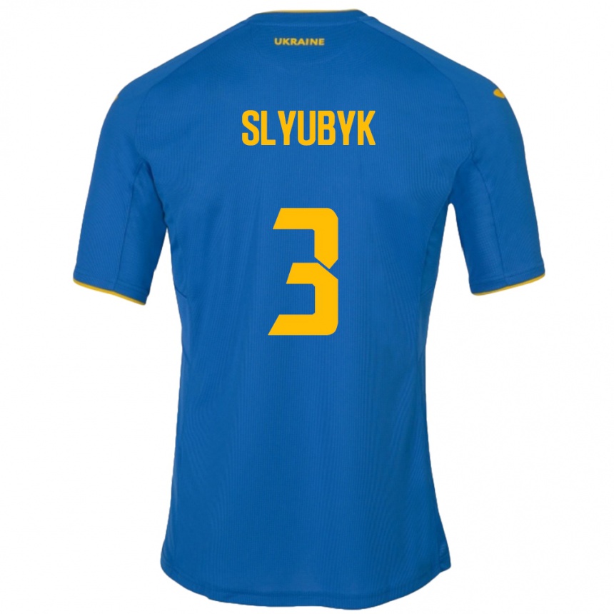 Kinder Fußball Ukraine Bogdan Slyubyk #3 Blau Auswärtstrikot Trikot 24-26 T-Shirt Luxemburg