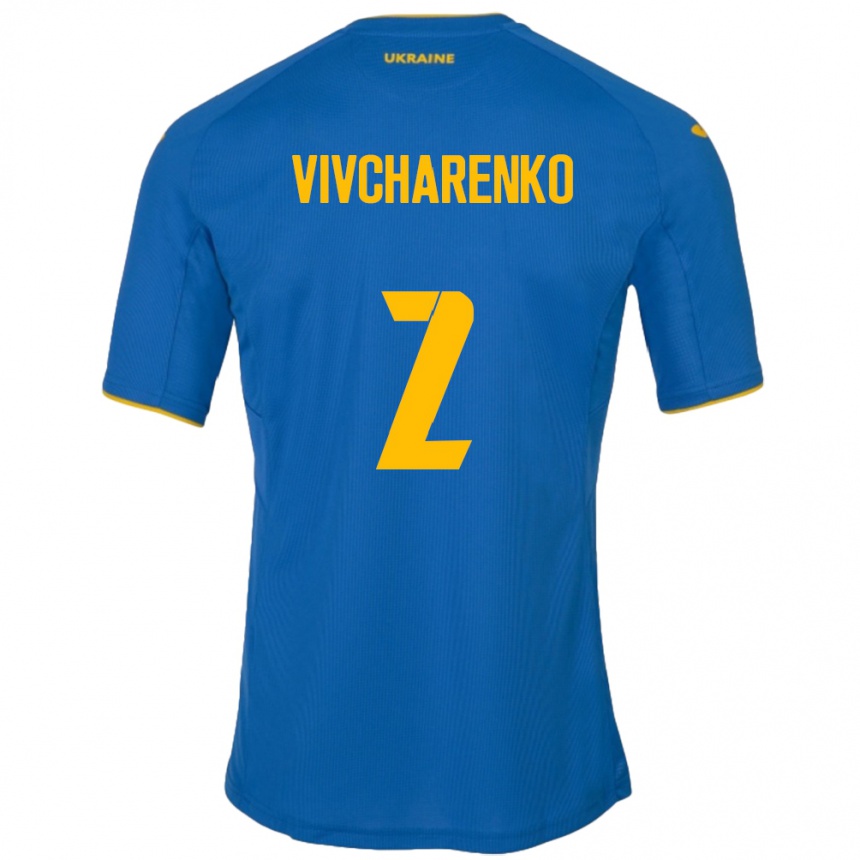 Kinder Fußball Ukraine Kostyantyn Vivcharenko #2 Blau Auswärtstrikot Trikot 24-26 T-Shirt Luxemburg