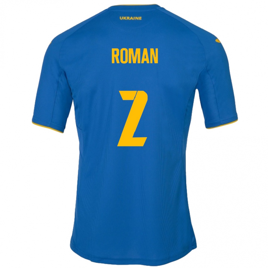 Kinder Fußball Ukraine Vitaliy Roman #2 Blau Auswärtstrikot Trikot 24-26 T-Shirt Luxemburg