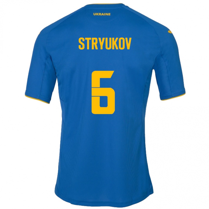 Kinder Fußball Ukraine Maksym Stryukov #6 Blau Auswärtstrikot Trikot 24-26 T-Shirt Luxemburg