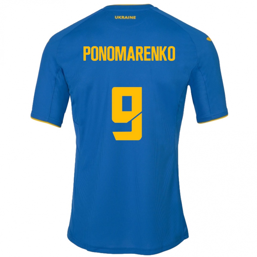 Kinder Fußball Ukraine Matviy Ponomarenko #9 Blau Auswärtstrikot Trikot 24-26 T-Shirt Luxemburg