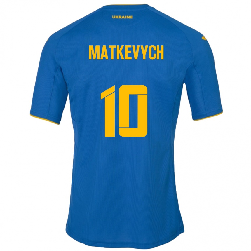 Kinder Fußball Ukraine Andriy Matkevych #10 Blau Auswärtstrikot Trikot 24-26 T-Shirt Luxemburg