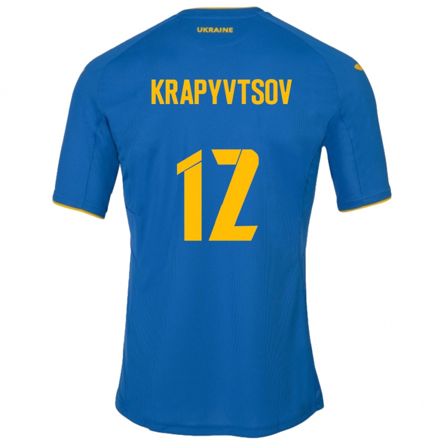 Kinder Fußball Ukraine Vladyslav Krapyvtsov #12 Blau Auswärtstrikot Trikot 24-26 T-Shirt Luxemburg