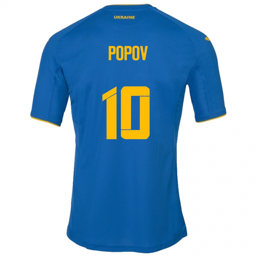 Kinder Fußball Ukraine Bogdan Popov #10 Blau Auswärtstrikot Trikot 24-26 T-Shirt Luxemburg