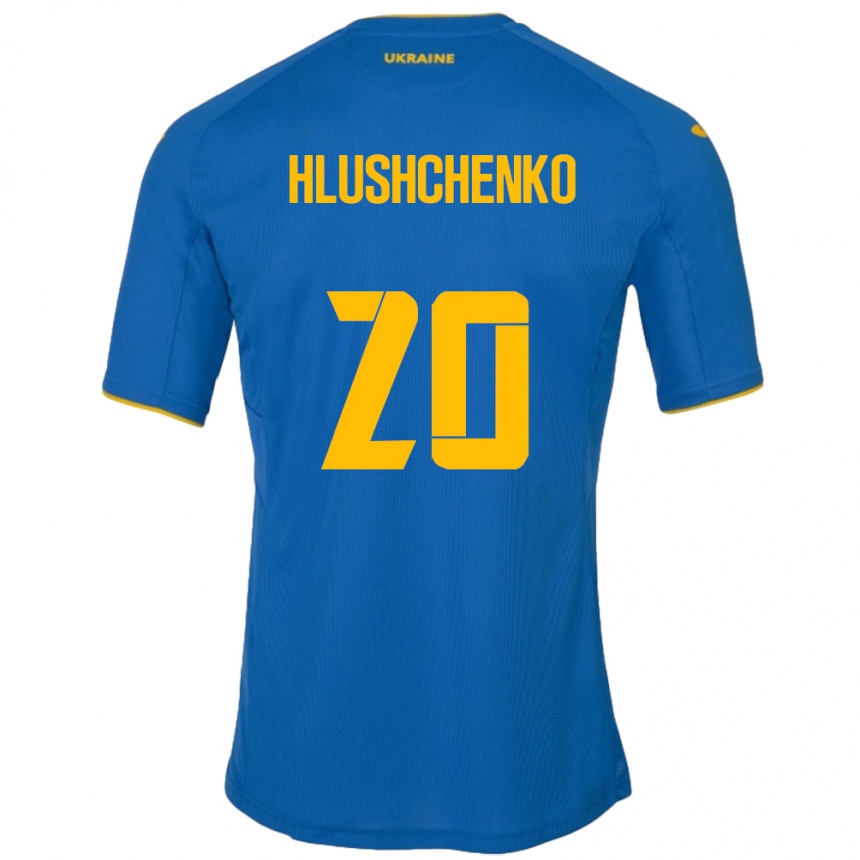 Kinder Fußball Ukraine Inna Hlushchenko #20 Blau Auswärtstrikot Trikot 24-26 T-Shirt Luxemburg