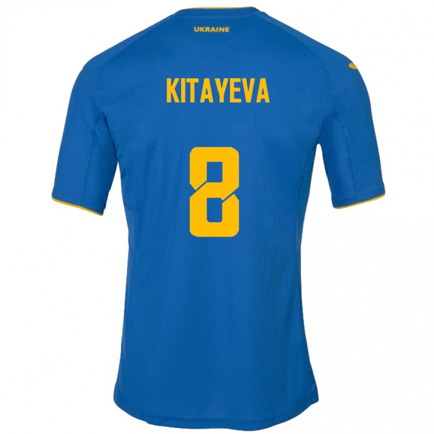 Kinder Fußball Ukraine Tetyana Kitayeva #8 Blau Auswärtstrikot Trikot 24-26 T-Shirt Luxemburg