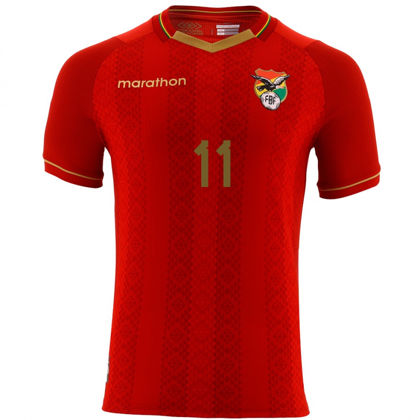 Kinder Fußball Bolivien Carmelo Algarañaz #11 Rot Auswärtstrikot Trikot 24-26 T-Shirt Luxemburg