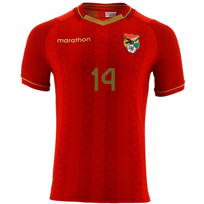 Kinder Fußball Bolivien Moisés Villarroel #14 Rot Auswärtstrikot Trikot 24-26 T-Shirt Luxemburg