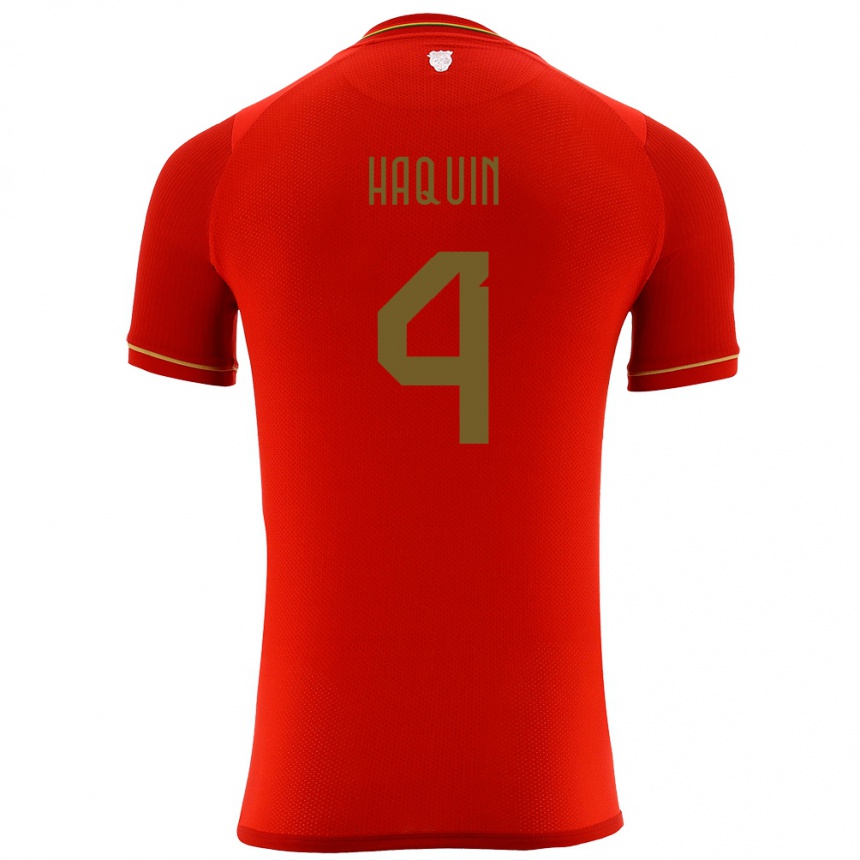 Kinder Fußball Bolivien Luis Haquín #4 Rot Auswärtstrikot Trikot 24-26 T-Shirt Luxemburg