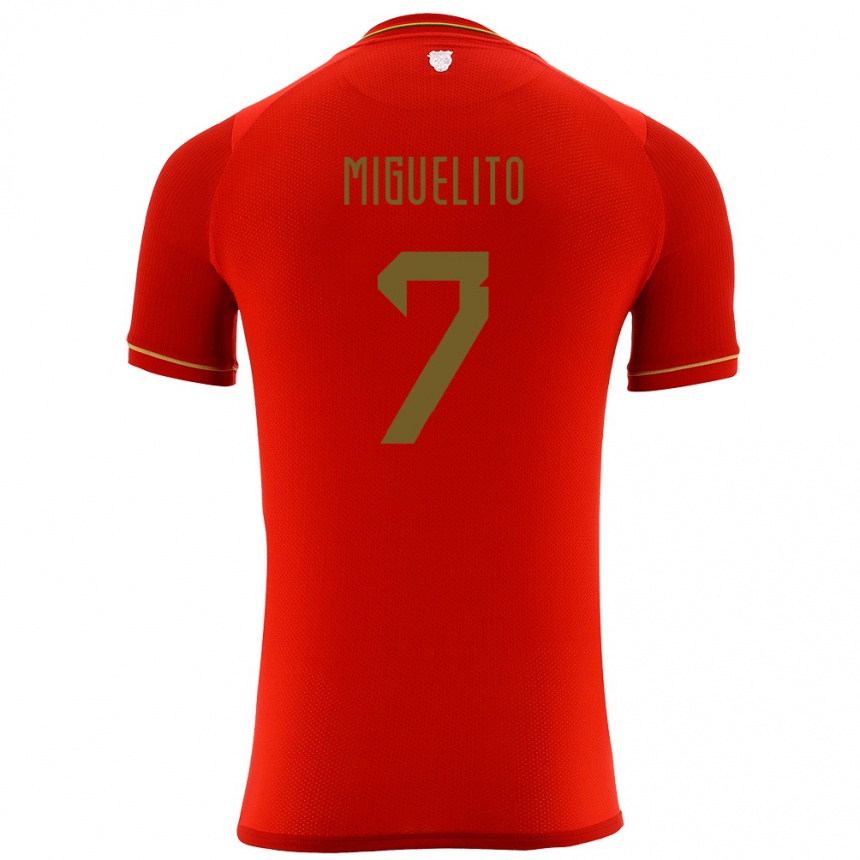 Kinder Fußball Bolivien Miguelito #7 Rot Auswärtstrikot Trikot 24-26 T-Shirt Luxemburg